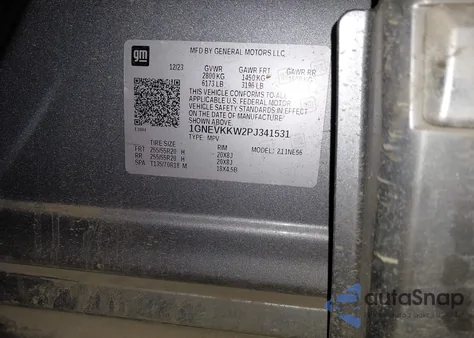 2023 Chevrolet Traverse Awd Premier z USA, uszkodzony, nr VIN 1GNEVKKW2PJ341531